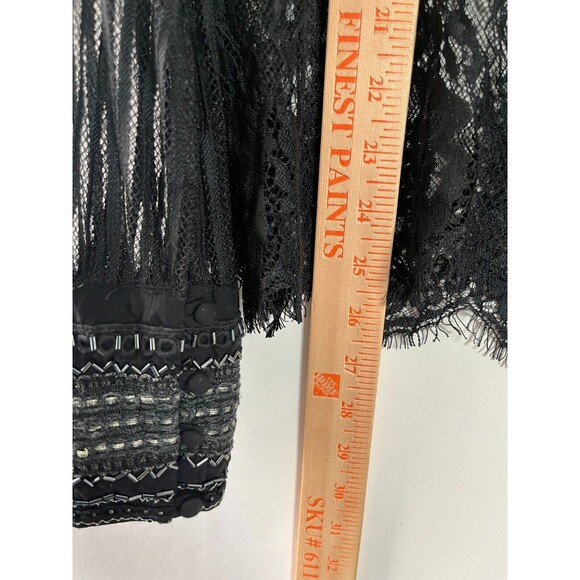 Blank Bl^nk London Beaded Lace Top Small Sheer Fairy Goth Neutral Classic Glam - Picture 5 of 10